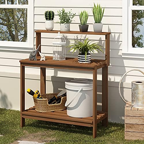 Tropical Hardwood Garden Potting Station