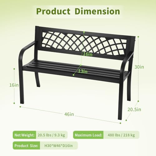 Elegant Iron Garden Bench with Mesh Design