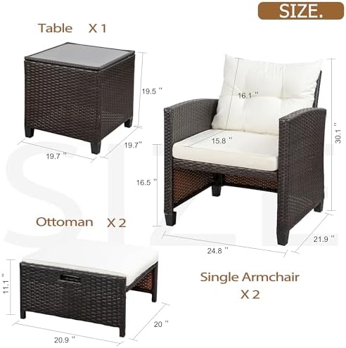 Beige Compact Balcony Recliner Set