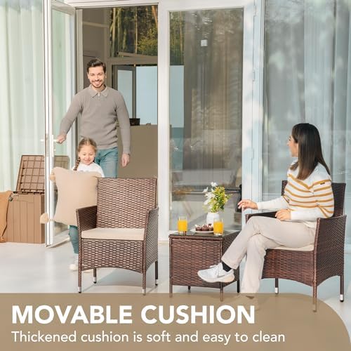 Minimalist Three-Piece Rattan Garden Trio