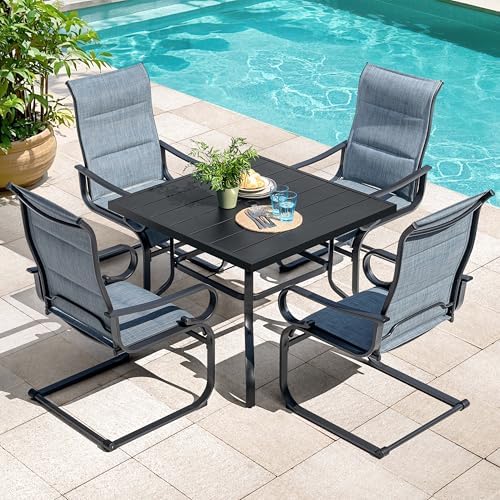 Blue Textilene Four-Seat Dining Set