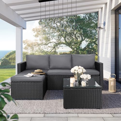 Black & Gray Three-Piece Sectional Sofa