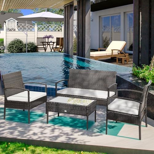 Warm Brown Wicker Indoor-Outdoor Quartet