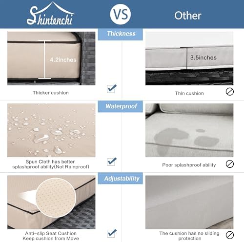 Modular Gray Rattan Five-Piece Sectional Sofa